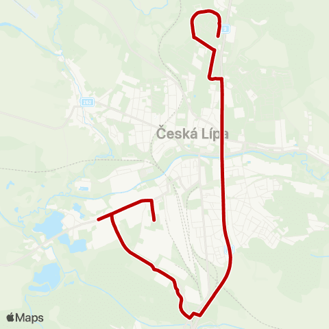 Doprava Česká Lípa Sídliště Lada - Havířská - Obecní les - Litoměřická - Svatopluka Čecha map