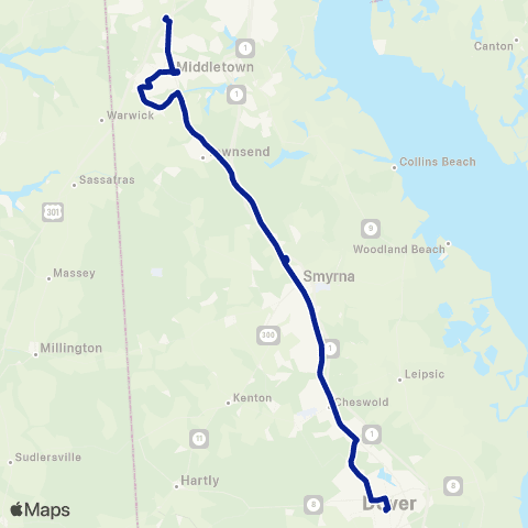 DART First State Intercounty Dover - Middletown map