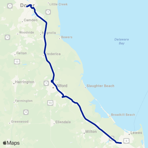 DART First State Intercounty Lewes TC - Dover map