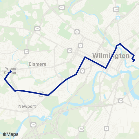 DART First State Boxwood Rd - Broom St - Vandever Ave map