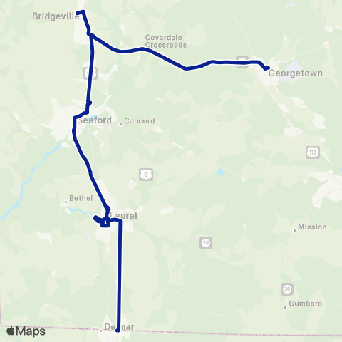 DART First State Georgetown - Seaford - Laurel map