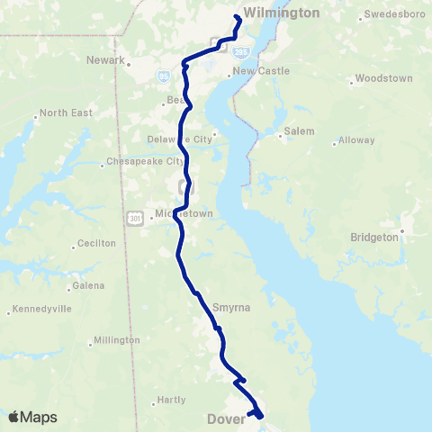 DART First State Intercounty Wilmington - Dover map