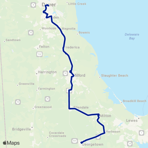 DART First State Intercounty Dover - Milford - Georgetown map