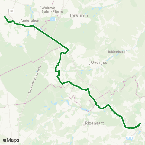 De Lijn Etterbeek - Hoeilaart - Maleizen - Waver map
