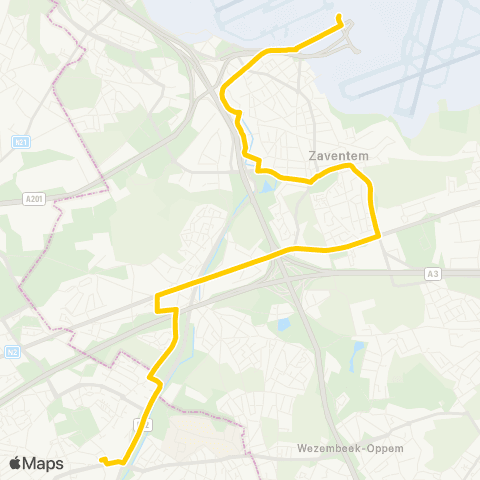 De Lijn Zaventem Brussels Airport - Roodebeek Metro map