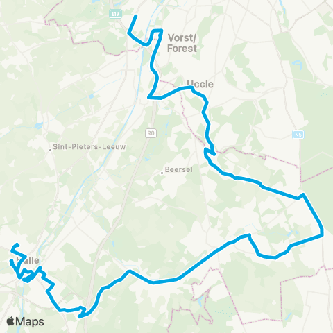 De Lijn Anderlecht - Sint-Genesius-Rode - Halle AZ map