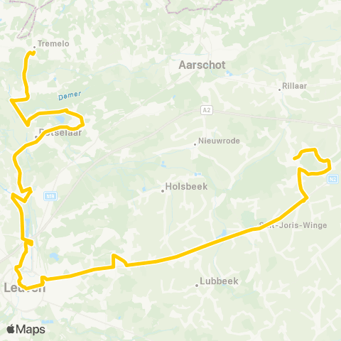 De Lijn Tremelo - Wakkerzeel - Leuven - Tielt-Winge map