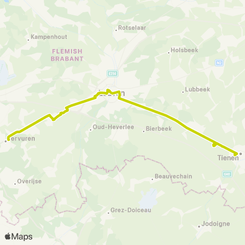 De Lijn Tervuren - Leuven - Tienen map