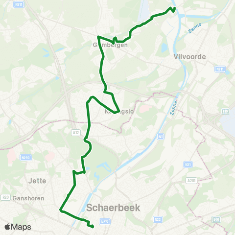De Lijn Brussel Noord - Grimbergen - Verbrande Brug map