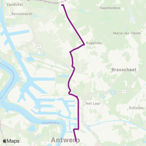 De Lijn Snelbus Putte - Stabroek - Antwerpen map