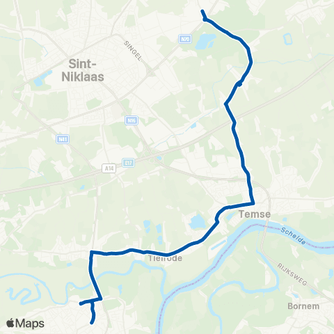 De Lijn Nieuwkerken - Temse - Hamme map