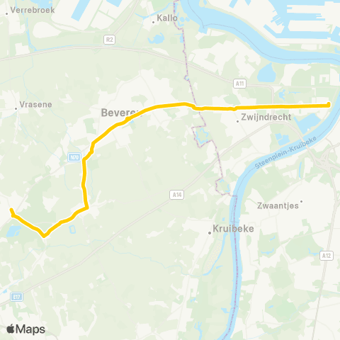 De Lijn Nieuwkerken - Haasdonk - Beveren - Antwerpen LO map
