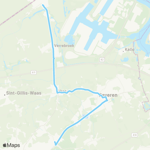 De Lijn Nieuwkerken - Beveren - Kieldrecht map
