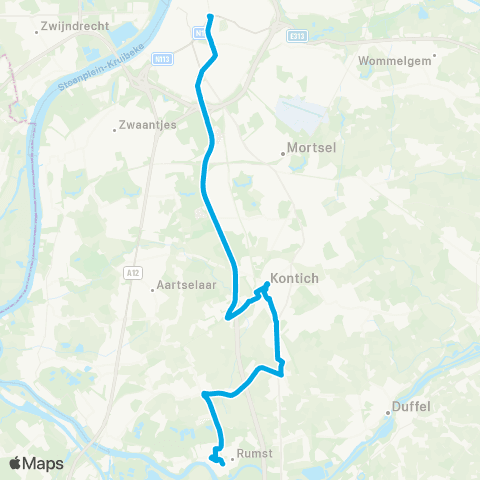 De Lijn Snelbus Rumst - Kontich - Antwerpen map