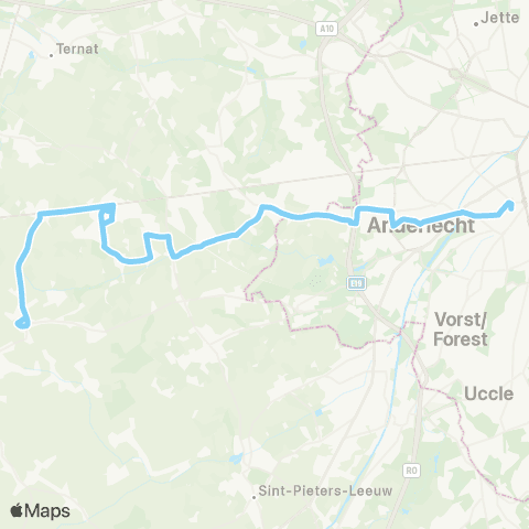 De Lijn Brussel Zuid - Itterbeek - Schepdaal ( - Ternat) map