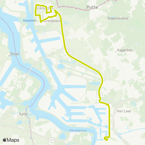 De Lijn Sneldienst Zandvliet - Antwerpen via A12 map
