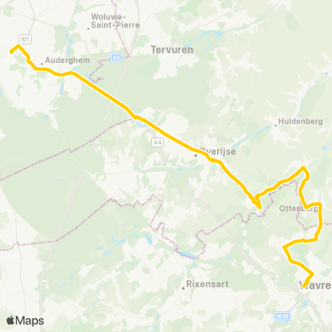 De Lijn Etterbeek - Overijse - Ottenburg - Waver map