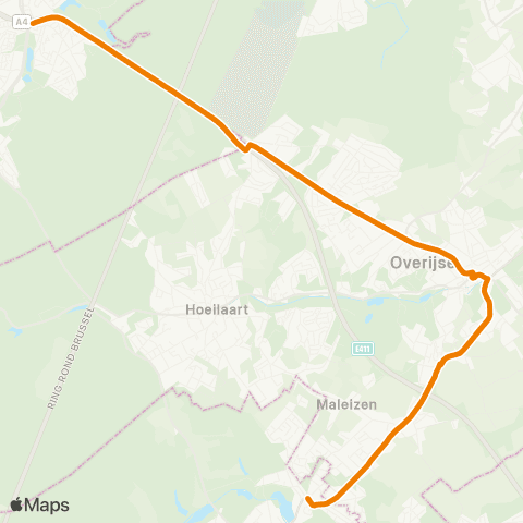 De Lijn Oudergem - Overijse Maleizen - Terhulpen map