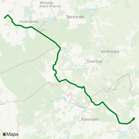 De Lijn Etterbeek - Hoeilaart - Maleizen - Waver map