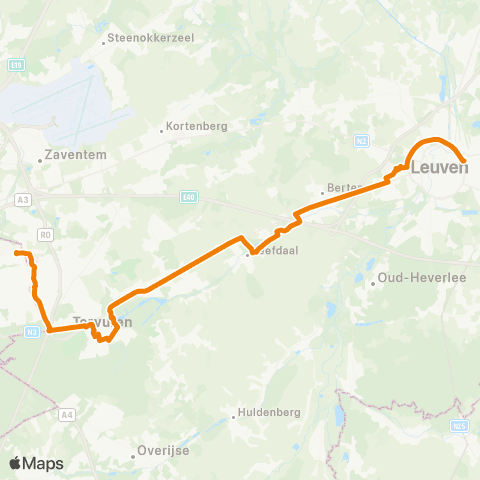 De Lijn Kraainem - Tervuren - Leuven map
