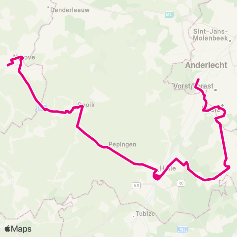 De Lijn Anderlecht - Alsemberg - Halle - Leerbeek - Ninove map