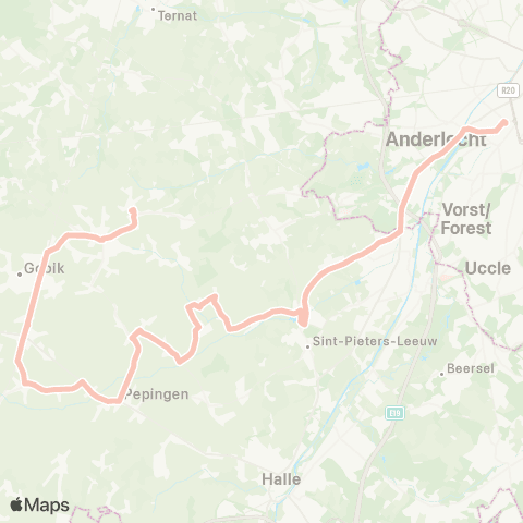 De Lijn Brussel Zuid - Sint-Pieters-Leeuw ( - Lennik SGI) map