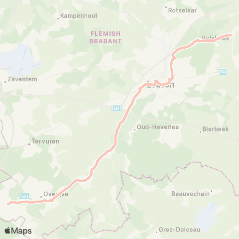 De Lijn Kortrijk-Dutsel - Leuven - Overijse - Hoeilaart map