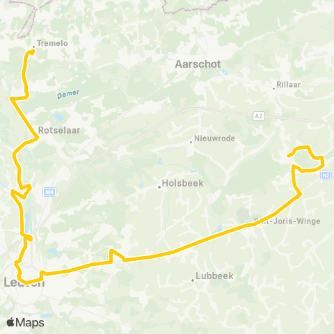 De Lijn Tremelo - Wakkerzeel - Leuven - Tielt-Winge map