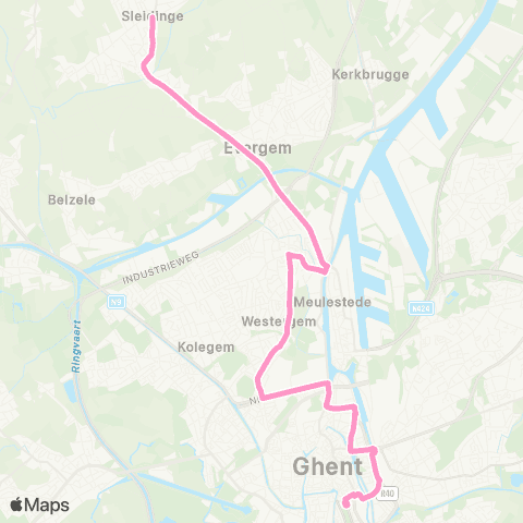 De Lijn Gent - Van Beverenplein - Evergem - Sleidinge Dorp map