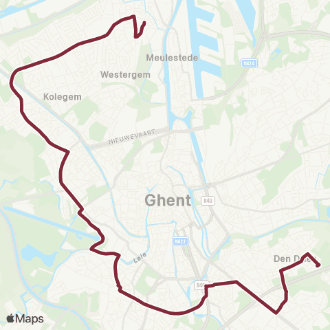 De Lijn Wondelgem - Mariakerke - Sint-Pietersstation - Gentbrugge map