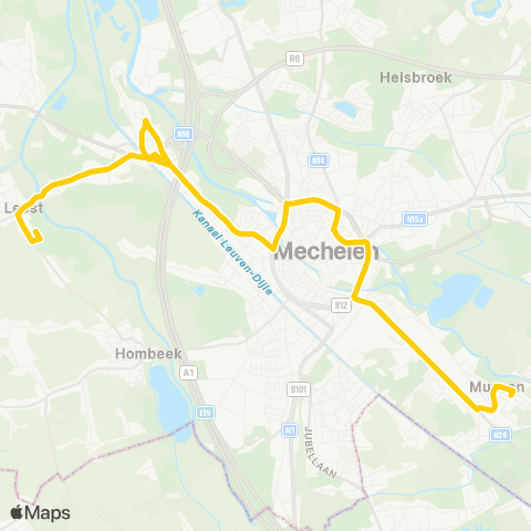 De Lijn Muizen - Mechelen Veemarkt - Battel - Leest map