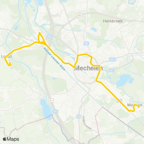 De Lijn Muizen - Mechelen Veemarkt - Battel - Leest map