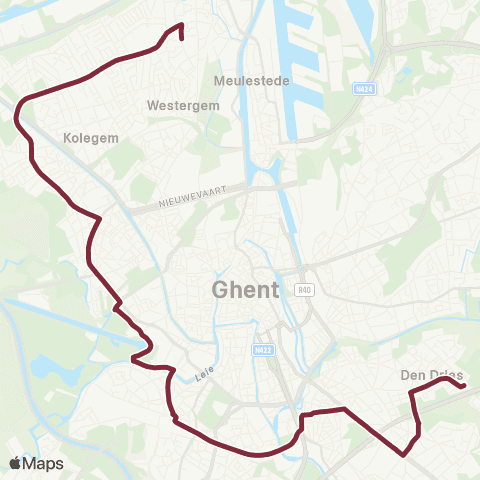 De Lijn Wondelgem - Mariakerke - Sint-Pietersstation - Gentbrugge map