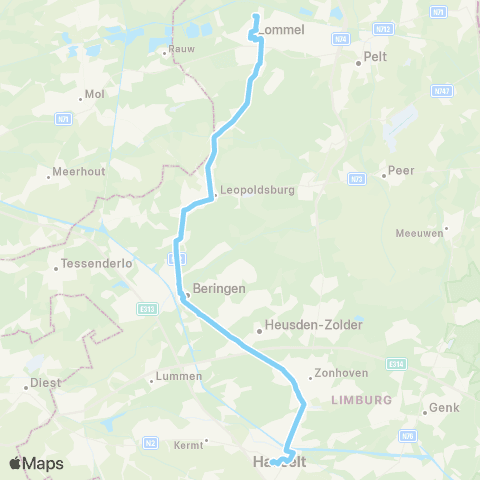 De Lijn Hasselt - Lommel map