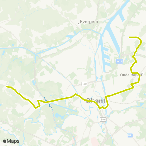 De Lijn Drongen Varendries - Korenmarkt - P+R Oostakker - Oostakker map