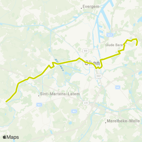 De Lijn Leerne - Drongen - Korenmarkt - P+R Oostakker - Achtendries map