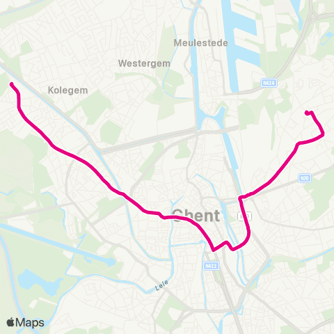 De Lijn Mariakerke - Korenmarkt - Dampoort - Snellaertplein map