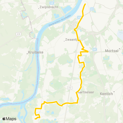 De Lijn Antwerpen Groenplaats - Aartselaar - Niel map