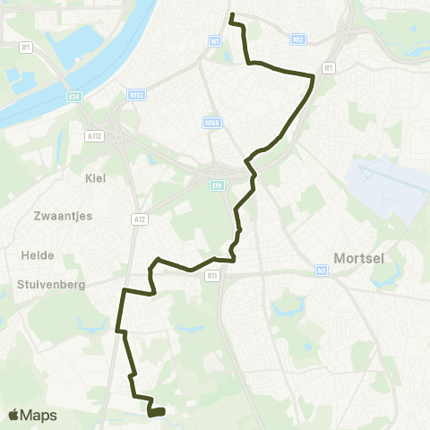 De Lijn Rooseveltplaats - Middelheim - Neerland map