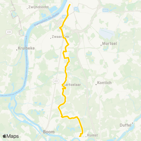De Lijn Antwerpen Groenplaats - Aartselaar - Rumst map