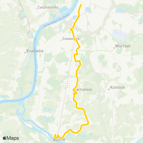 De Lijn Antwerpen Groenplaats - Aartselaar - Boom map