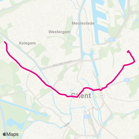 De Lijn Mariakerke - Korenmarkt - Dampoort - Snellaertplein map