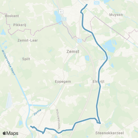 De Lijn Mechelen - Hofstade - Perk - Vilvoorde map