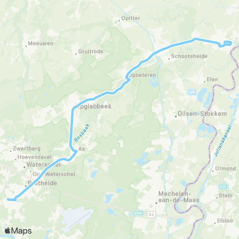 De Lijn Genk - Maaseik map