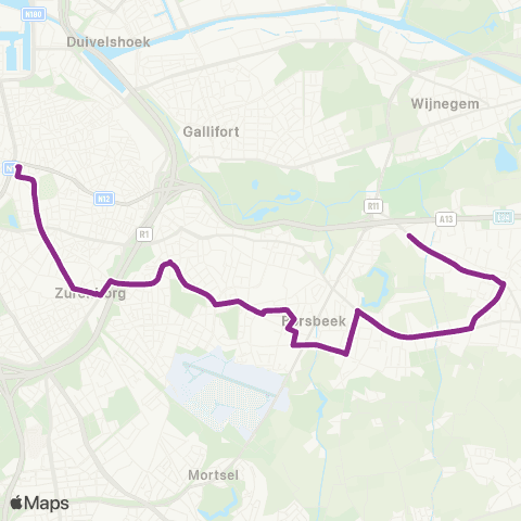 De Lijn Wommelgem - Berchem - Antwerpen map