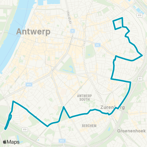 De Lijn Station Zuid - Berchem Station - Stuivenberg map