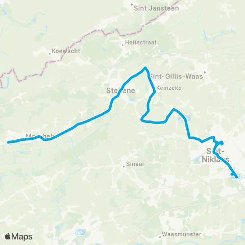 De Lijn Sint-Niklaas - Stekene - Moerbeke Waas map