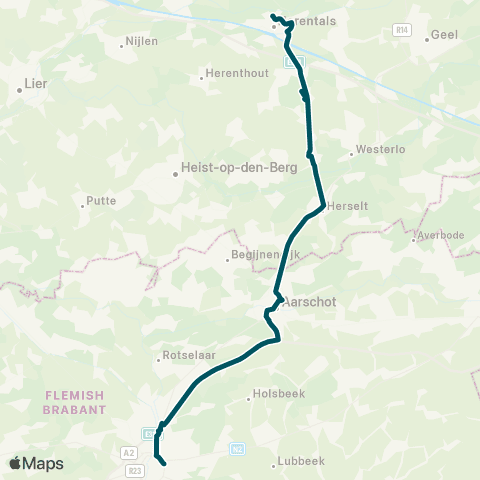 De Lijn Herentals - Herselt - Aarschot - Leuven map