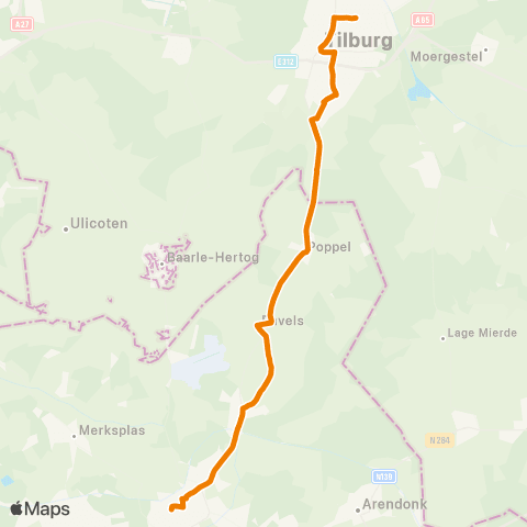 De Lijn Turnhout - Oud-Turnhout - Ravels - Poppel - Tilburg map