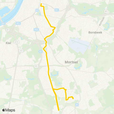 De Lijn Rooseveltplaats - Berchem Station - Edegem map